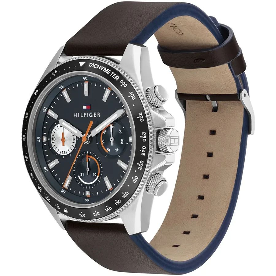 Tommy Hilfiger Clark 44mm Blue Dial, Brown Leather Strap, view 3