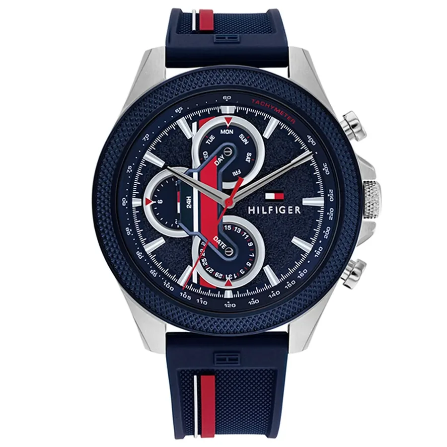 Tommy Hilfiger Clark 46mm Blue Dial, Blue Rubber Strap, front view