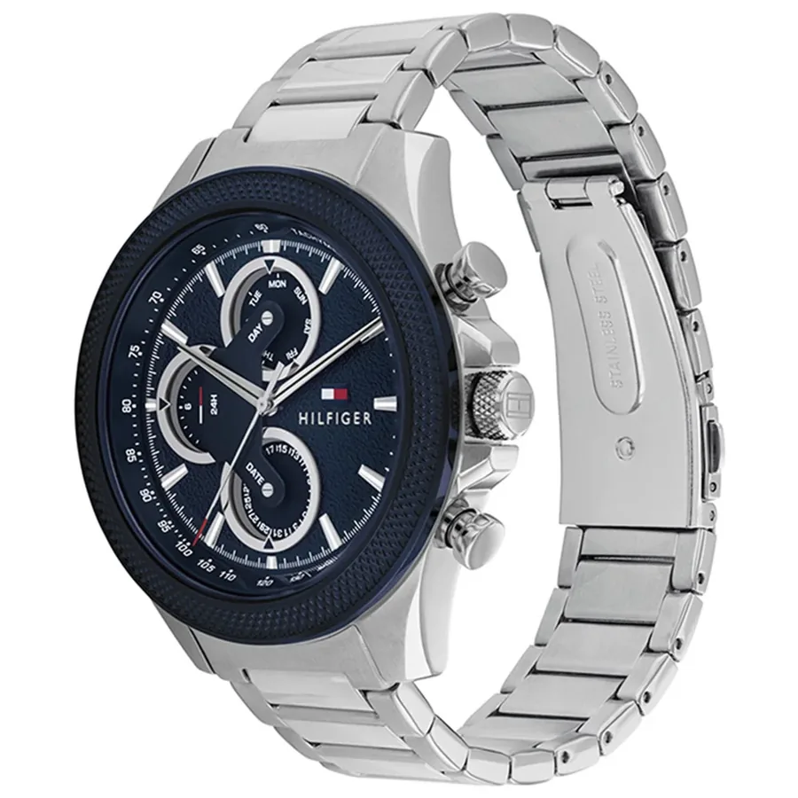 Tommy Hilfiger Clark 46mm Blue Dial, Silver-Tone Stainless Steel Bracelet, view 3