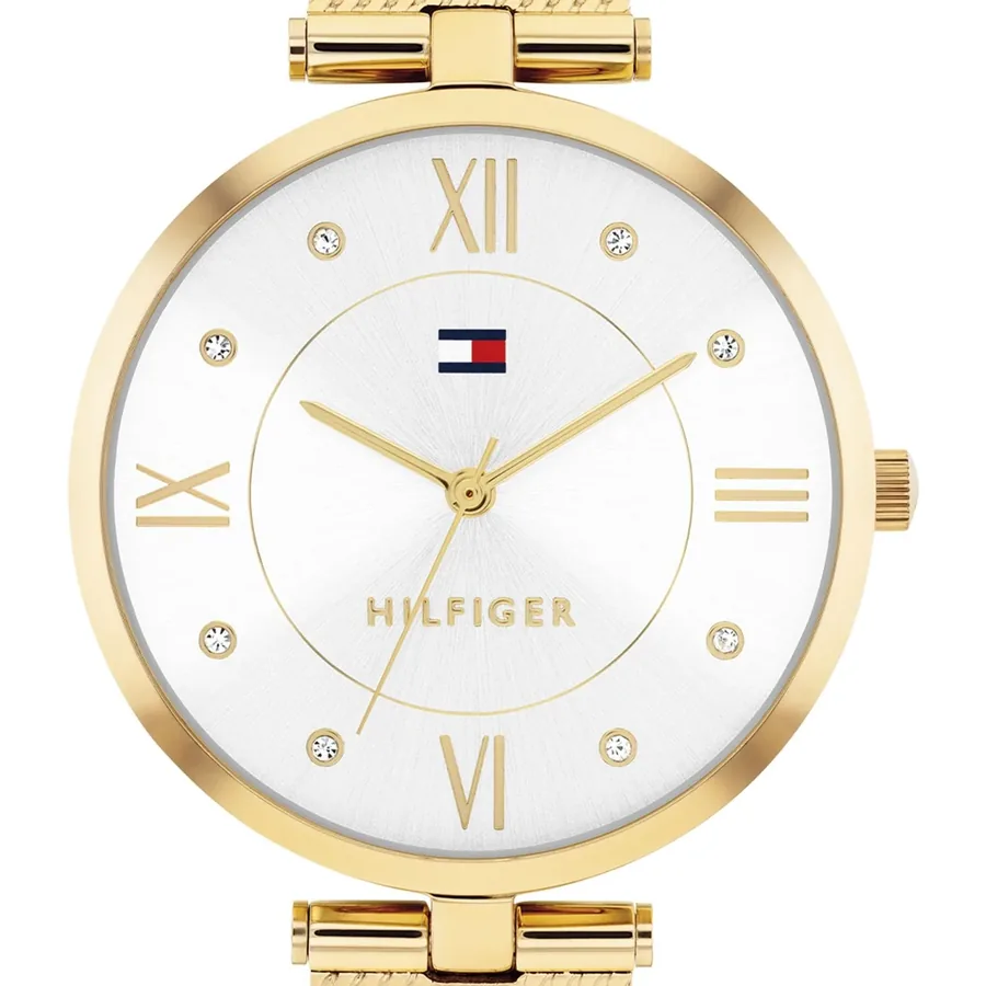 Tommy Hilfiger Ella 34mm Silvery White Dial, Gold-Tone Stainless Steel Bracelet, view 3