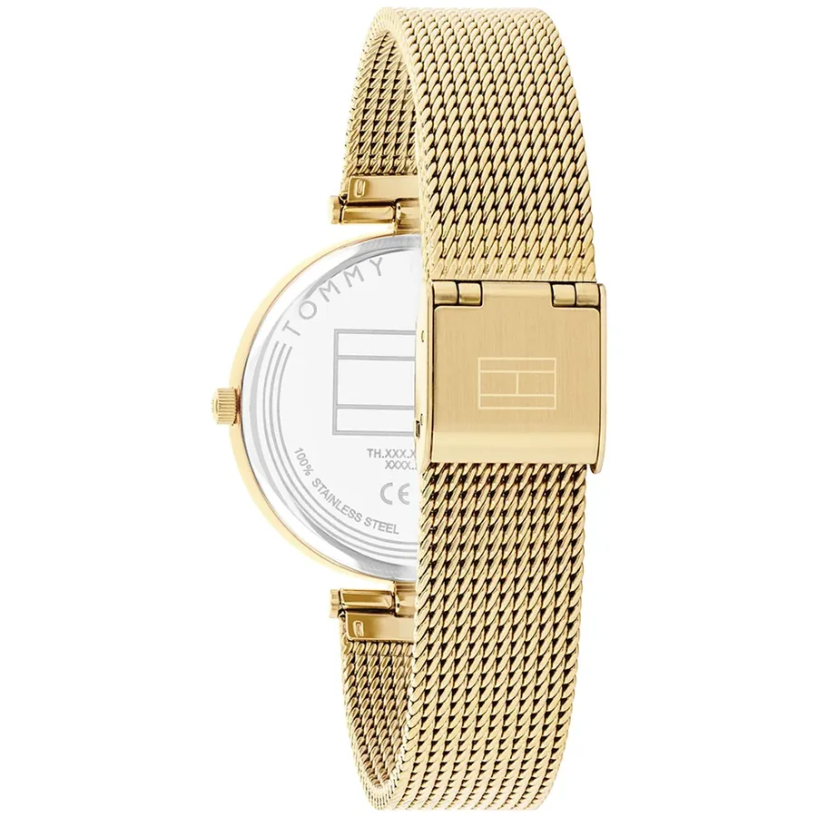 Tommy Hilfiger Ella 34mm Silvery White Dial, Gold-Tone Stainless Steel Bracelet, view 5