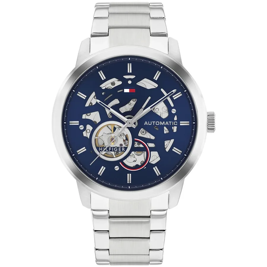 Tommy Hilfiger Henry Automatic 43mm Blue Dial, Silver-Tone Stainless Steel Bracelet, front view
