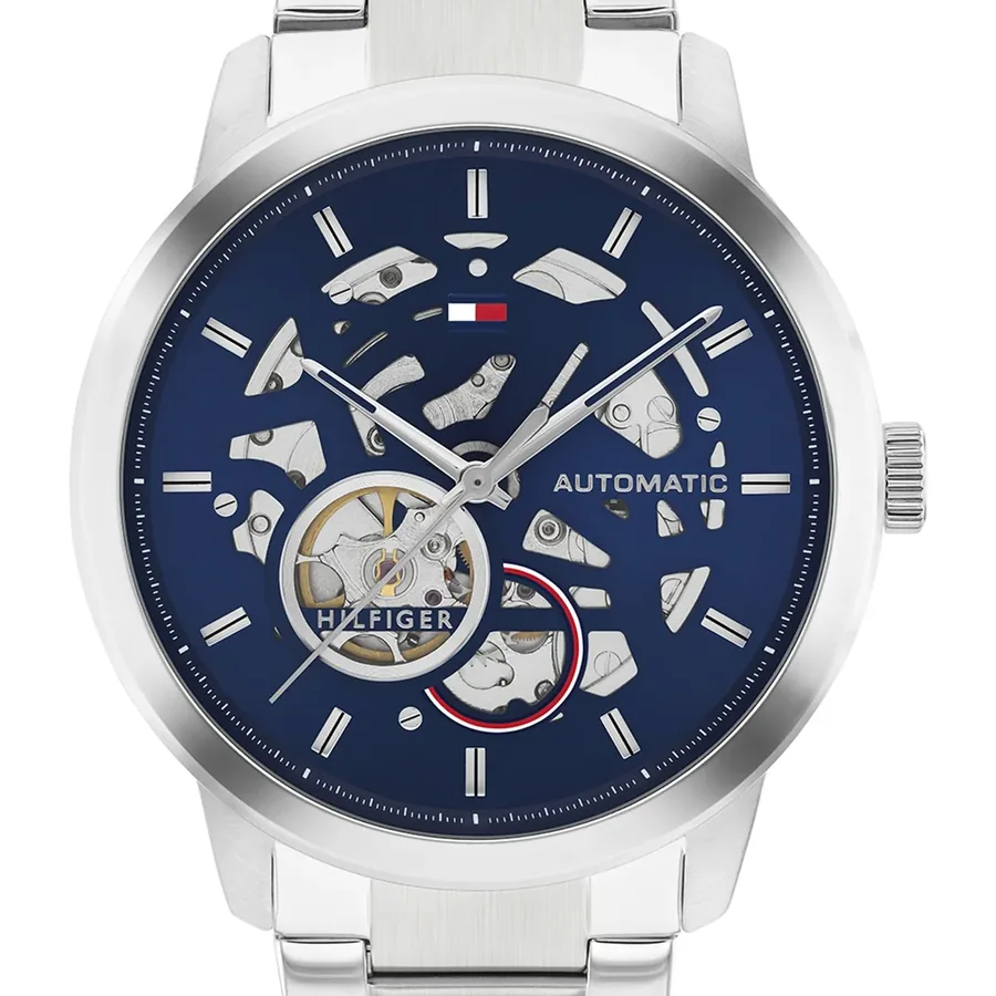 Tommy Hilfiger Henry Automatic 43mm Blue Dial, Silver-Tone Stainless Steel Bracelet, view 2