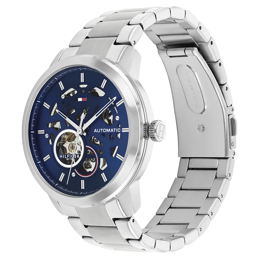 Tommy Hilfiger Henry Automatic 43mm Blue Dial, Silver-Tone Stainless Steel Bracelet, view 3