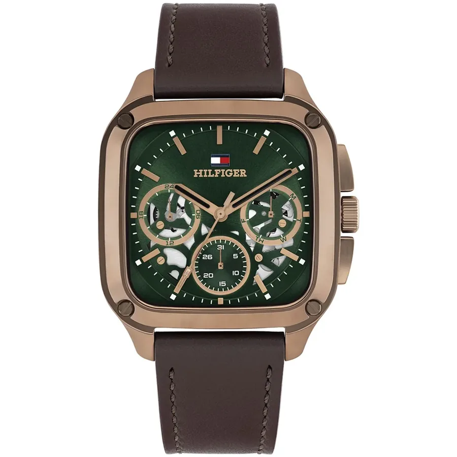 Tommy Hilfiger Herald Skeleton 37x39mm Green Dial, front view