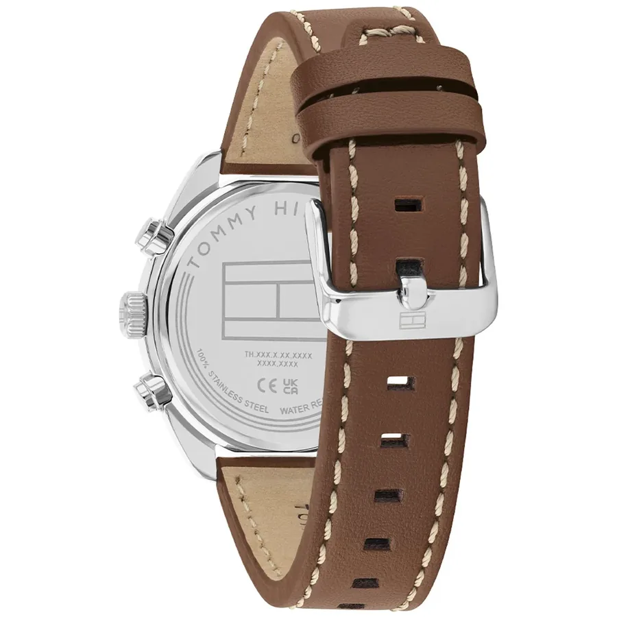 Tommy Hilfiger Hudson 40mm Chronograph Blue Dial, Brown Leather Strap, view 4