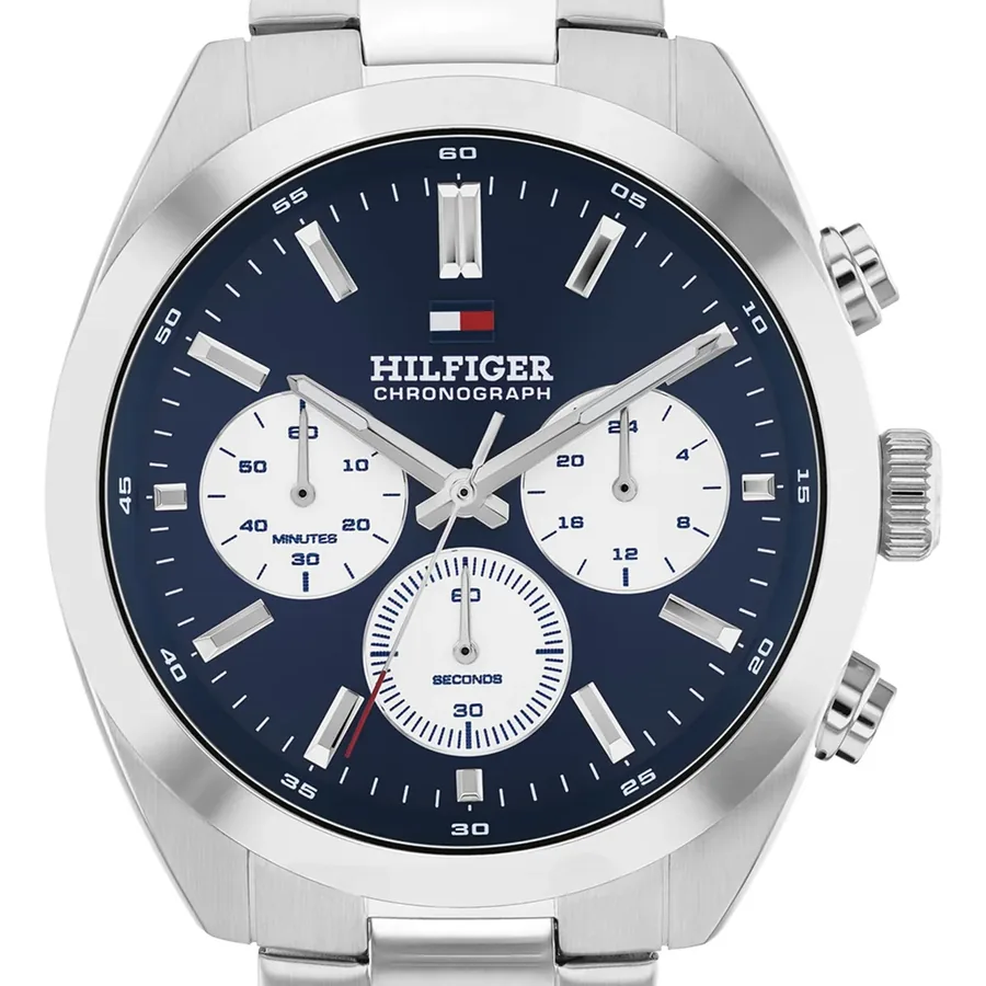 Tommy Hilfiger Hudson 40mm Chronograph Blue Dial, Silver-Tone Metal Bracelet, view 2