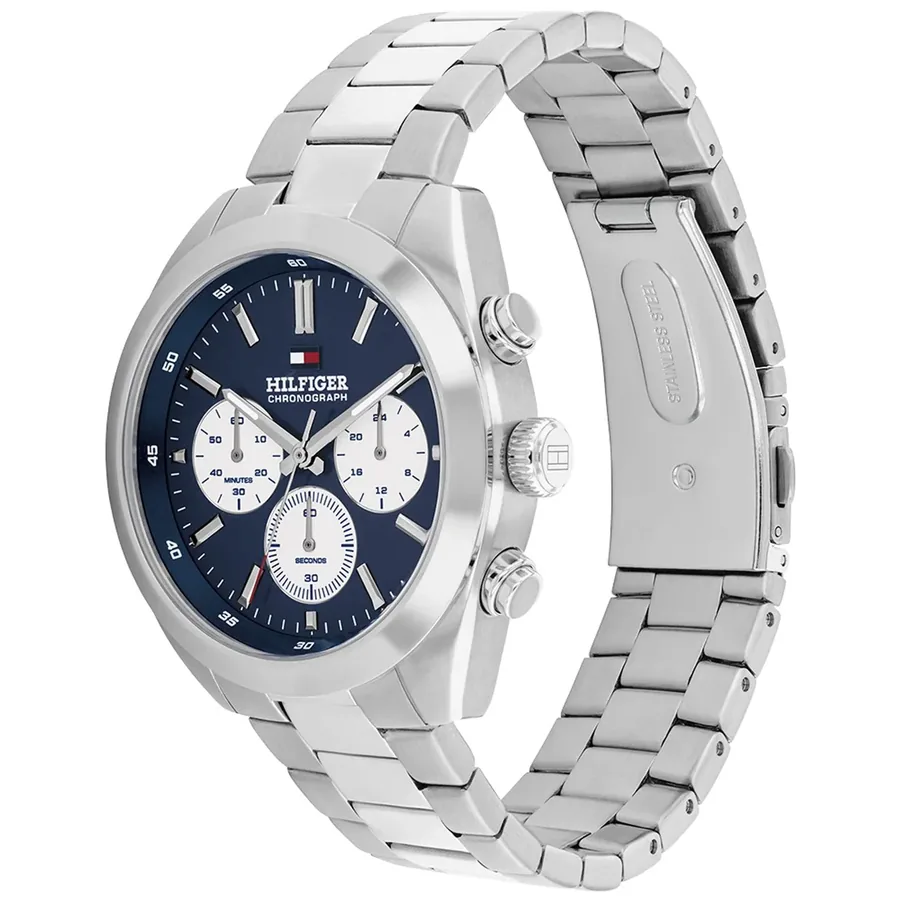 Tommy Hilfiger Hudson 40mm Chronograph Blue Dial, Silver-Tone Metal Bracelet, view 3