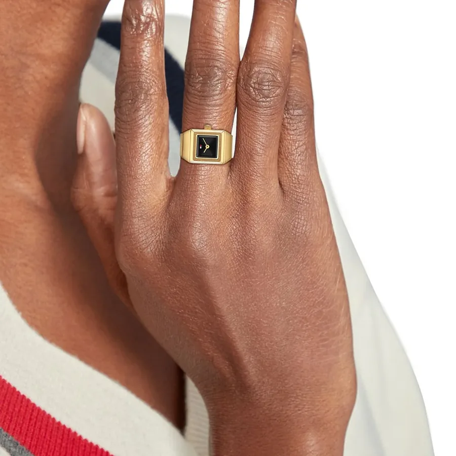 Tommy Hilfiger Ivy Ring 15x15mm Black Dial, Gold-Tone Stainless Steel Bracelet, view 2