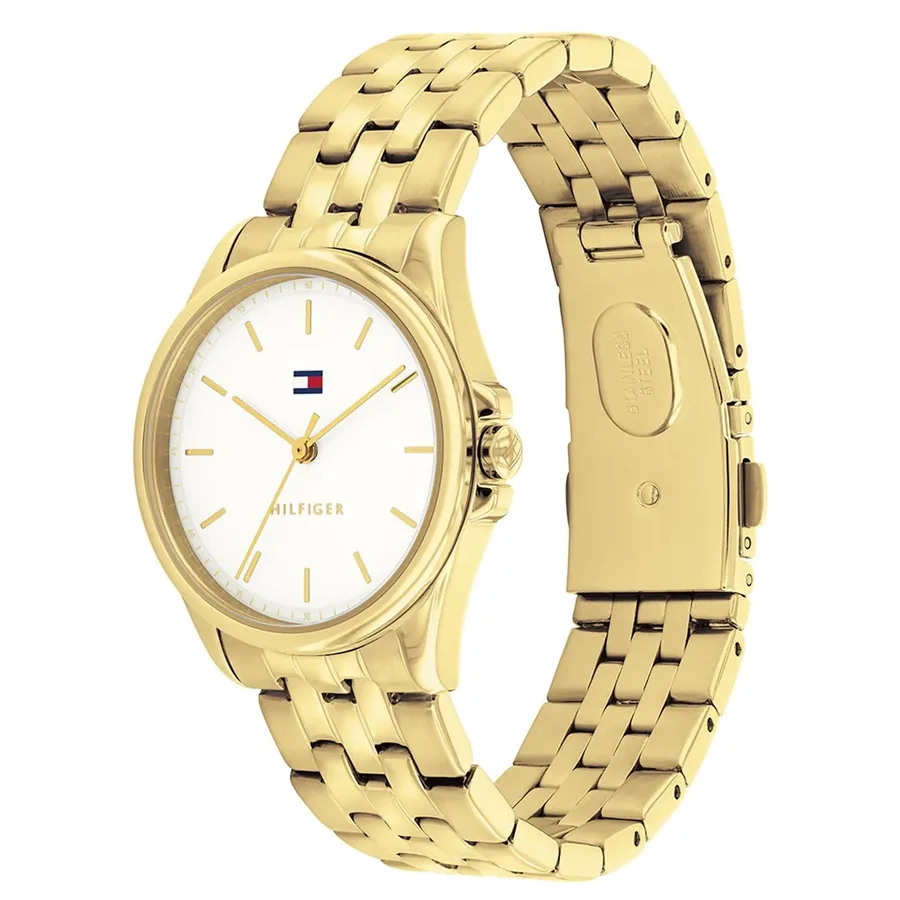 Tommy Hilfiger Jade 30mm White Dial, Gold-Tone Stainless Steel Bracelet, view 3