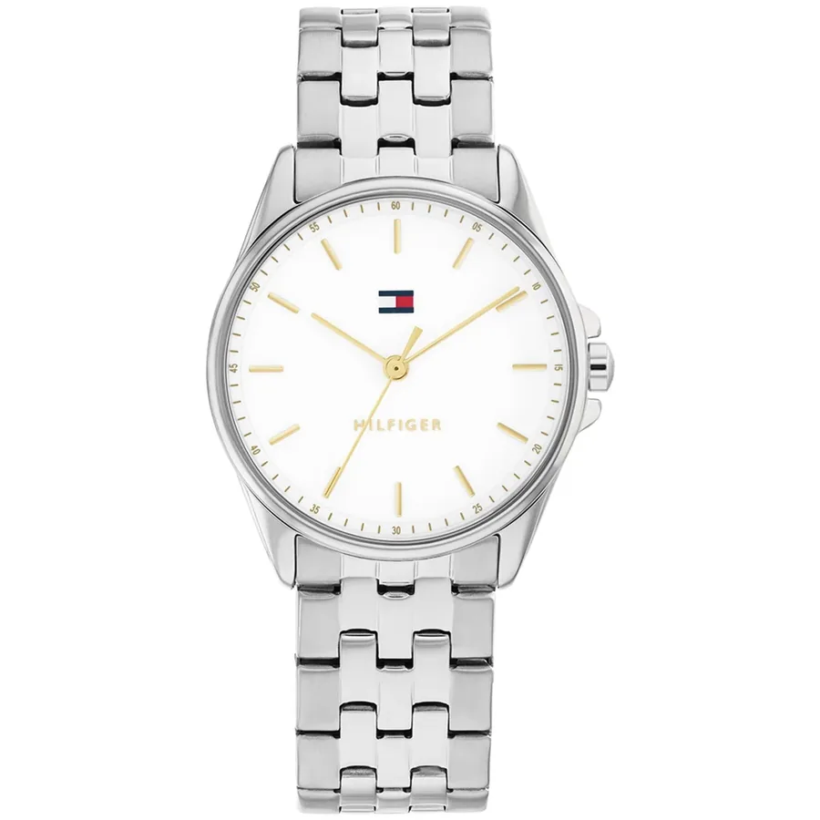 Tommy Hilfiger Jade 30mm White Dial, Silver-Tone Stainless Steel Bracelet, front view