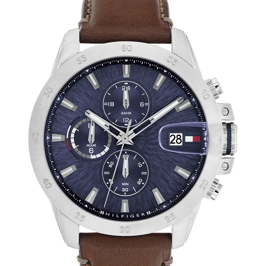 Tommy Hilfiger Jameson 43mm Blue Dial, Brown Leather Strap, view 2