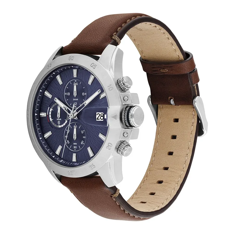 Tommy Hilfiger Jameson 43mm Blue Dial, Brown Leather Strap, view 3