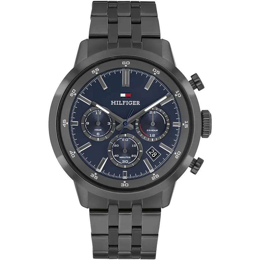 Tommy Hilfiger Kent 43mm Blue Dial, Grey Stainless Steel Bracelet, front view