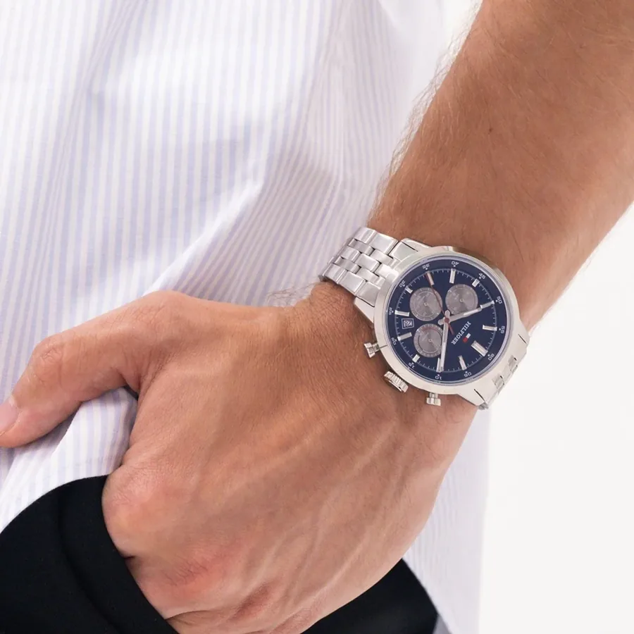 Tommy Hilfiger Kent 43mm Blue Dial, Silver-Tone Stainless Steel Bracelet, view 2