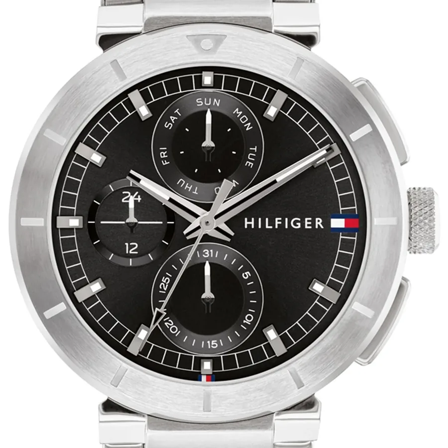 Tommy Hilfiger Lorenzo 44mm Black Dial, Silver-Tone Stainless Steel Bracelet, view 2