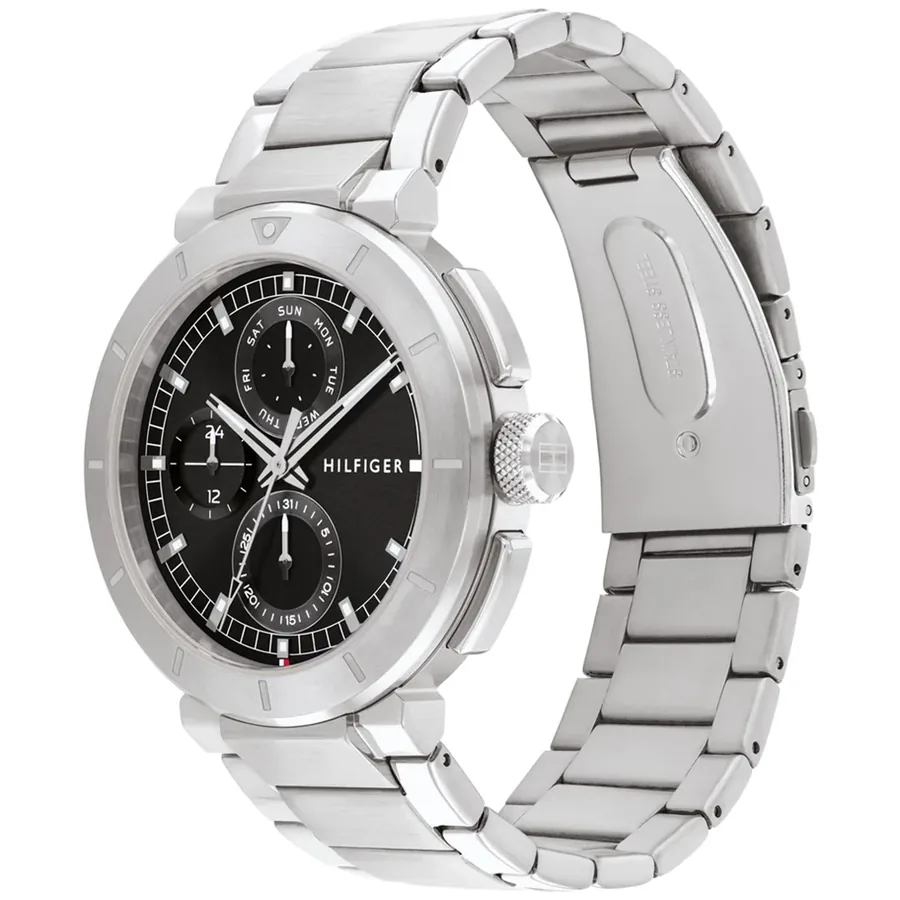 Tommy Hilfiger Lorenzo 44mm Black Dial, Silver-Tone Stainless Steel Bracelet, view 3