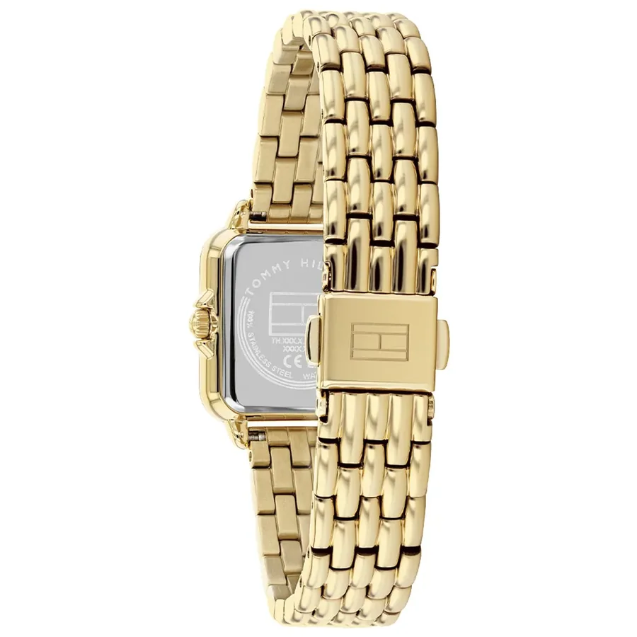 Tommy Hilfiger Mia 24mm Silvery White Dial, Gold-Tone Metal Bracelet, view 5