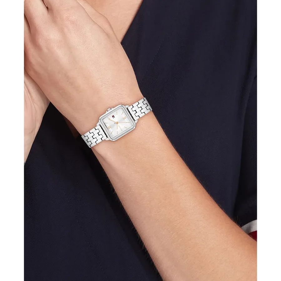 Tommy Hilfiger Mia 24mm Silvery White Dial, Silver-Tone Metal Bracelet, view 2