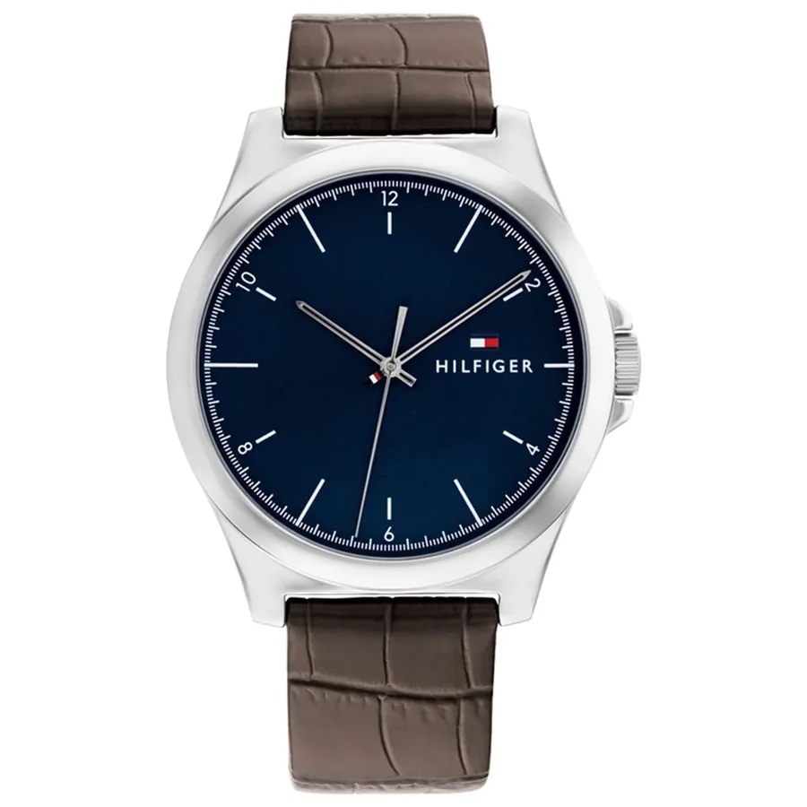 Tommy Hilfiger Norris 42mm Blue Dial, Brown Leather Strap, front view