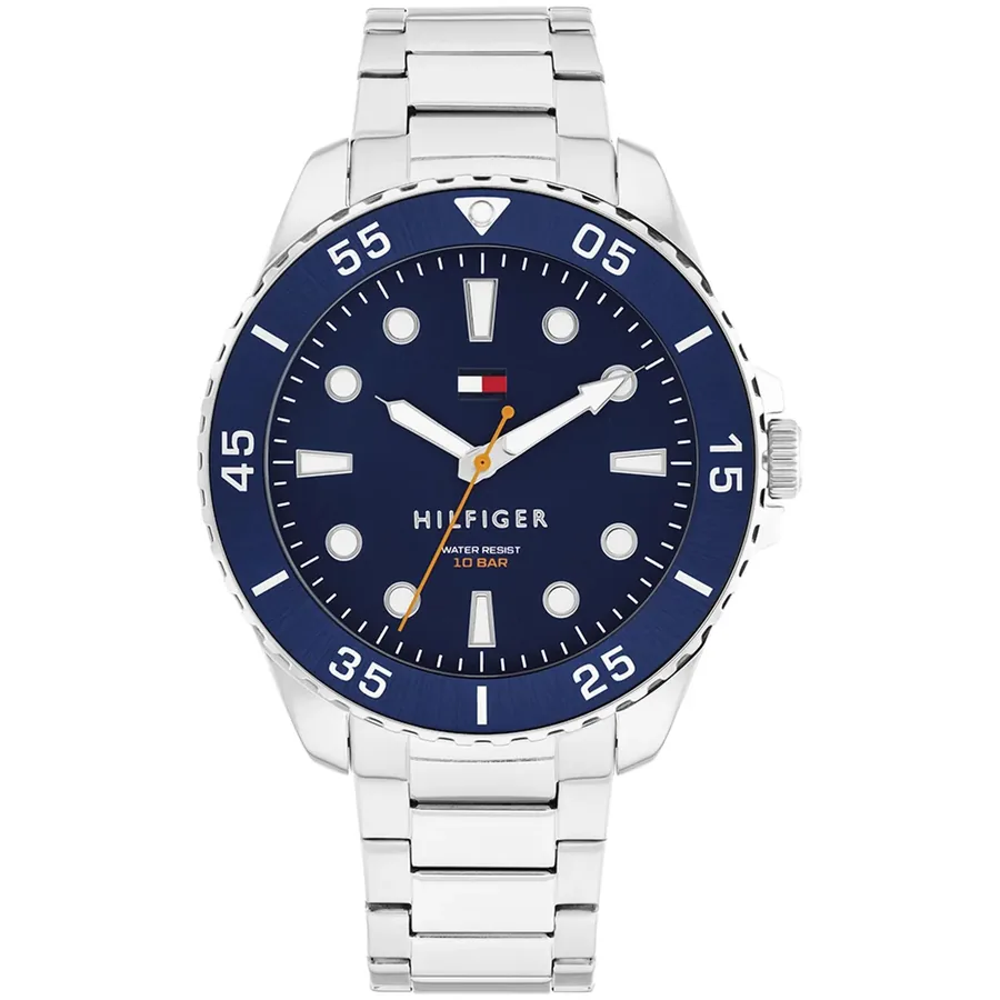 Tommy Hilfiger Oceanic 42mm Blue Dial, Silver-Tone Stainless Steel Bracelet, front view