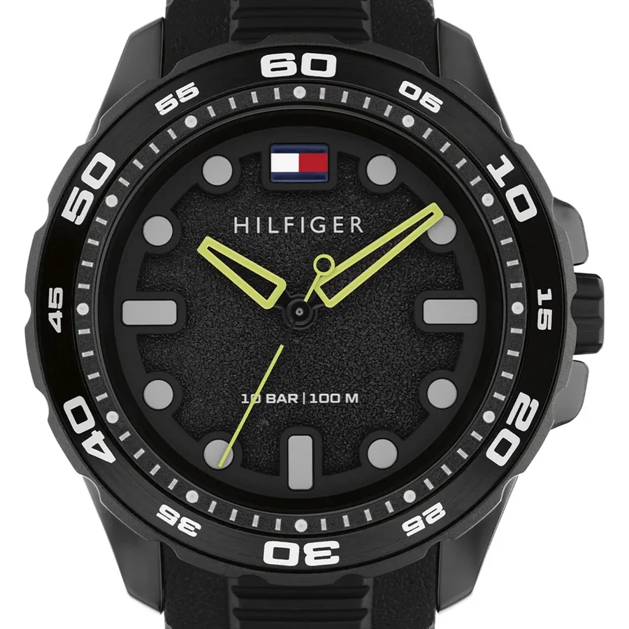 Tommy Hilfiger Regatta 42mm Black Dial, Black Rubber Strap, view 3