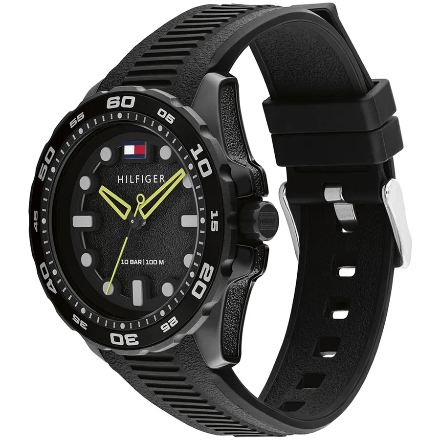 Tommy Hilfiger Regatta 42mm Black Dial, Black Rubber Strap, view 4