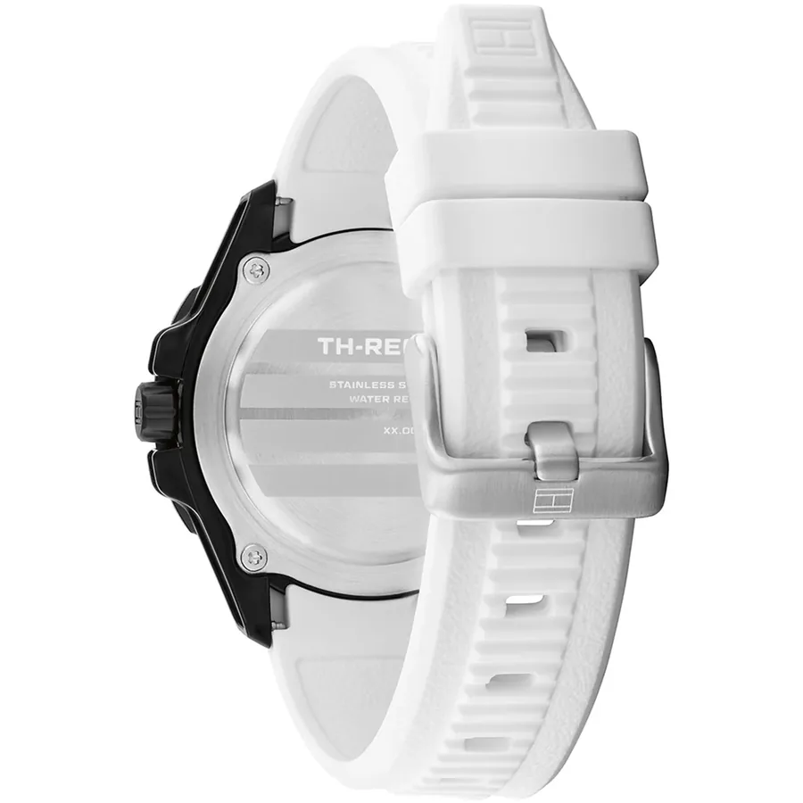 Tommy Hilfiger Regatta 42mm Black Dial, White Rubber Strap, view 5