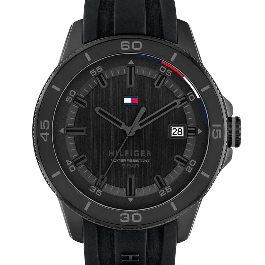 Tommy Hilfiger Remy 43mm Black Dial, Black Rubber Strap, view 2