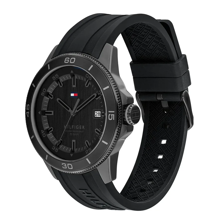 Tommy Hilfiger Remy 43mm Black Dial, Black Rubber Strap, view 3