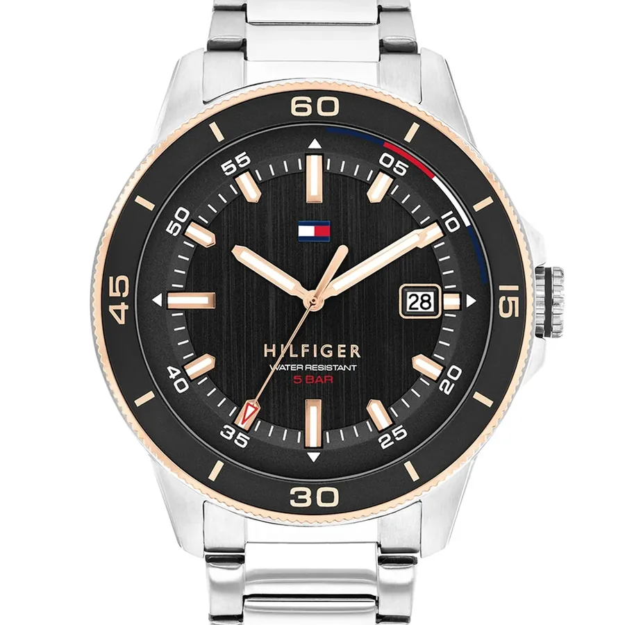 Tommy Hilfiger Remy 43mm Black Dial, Silver-Tone Stainless Steel Bracelet, view 2