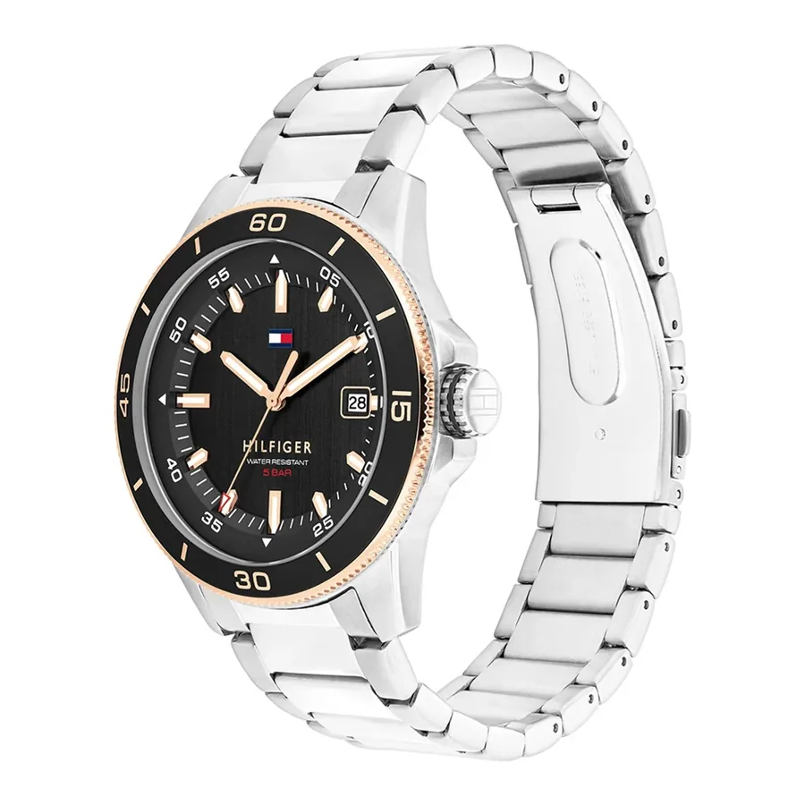 Tommy Hilfiger Remy 43mm Black Dial, Silver-Tone Stainless Steel Bracelet, view 3