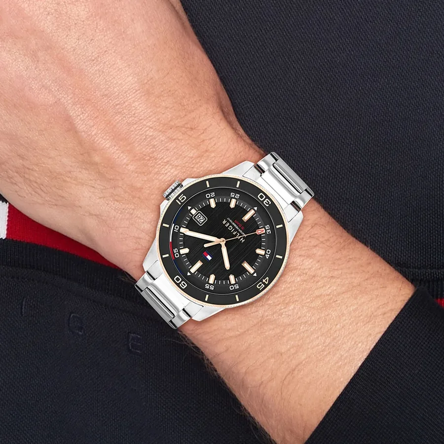 Tommy Hilfiger Remy 43mm Black Dial, Silver-Tone Stainless Steel Bracelet, view 5