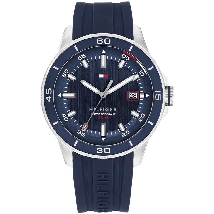 Tommy Hilfiger Remy 43mm Blue Dial, Blue Rubber Strap, front view