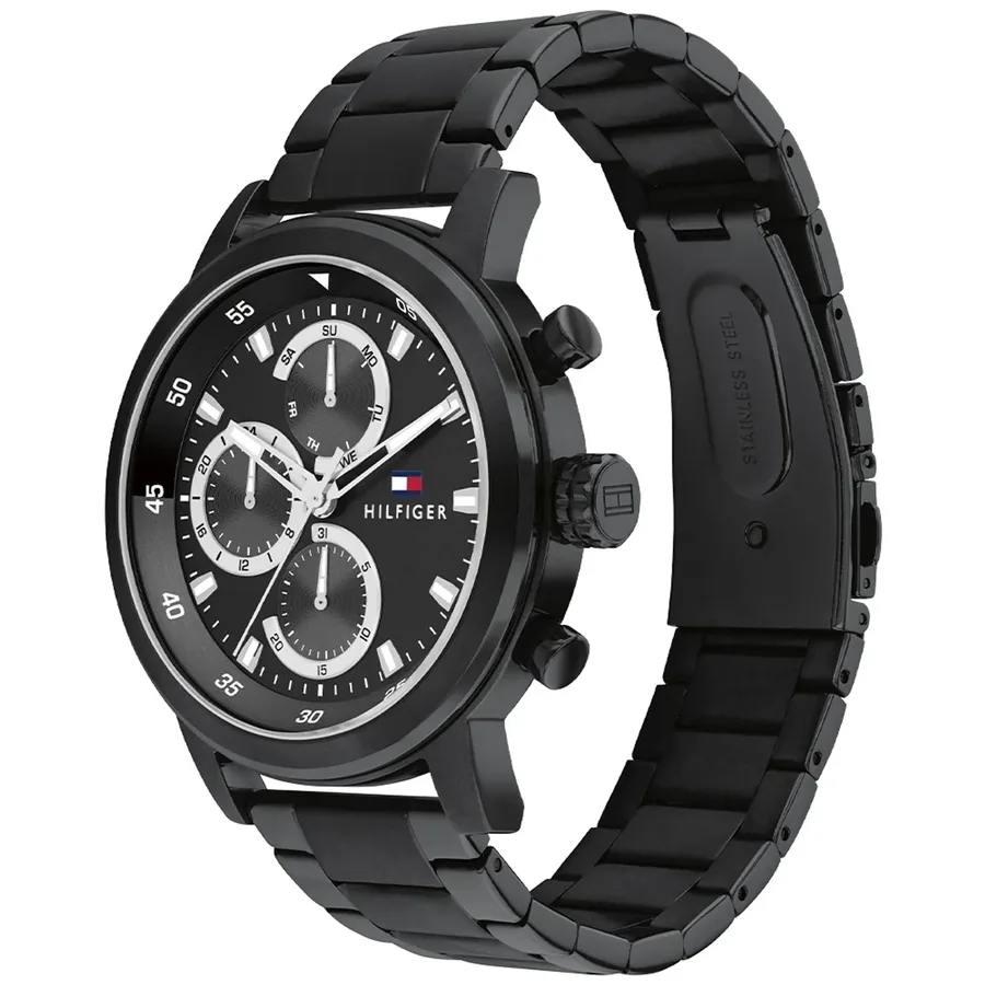 Tommy Hilfiger Rocky 46mm Black Dial, Black Metal Bracelet, view 3