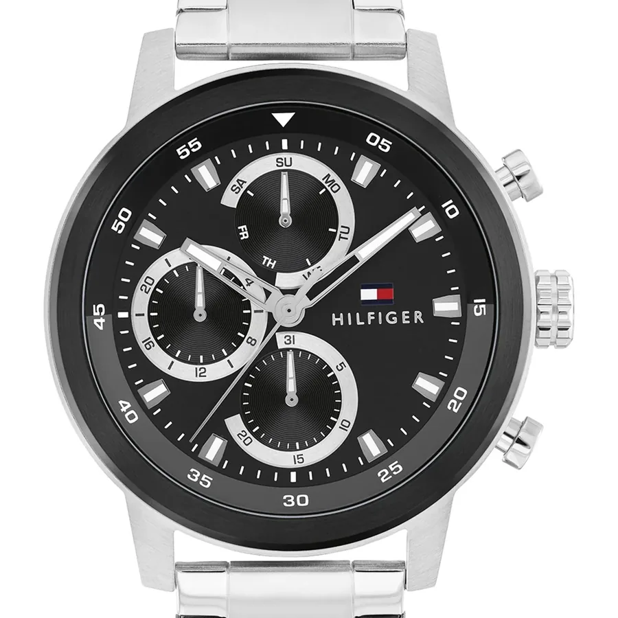 Tommy Hilfiger Rocky 46mm Black Dial, Silver-Tone Stainless Steel Bracelet, view 2