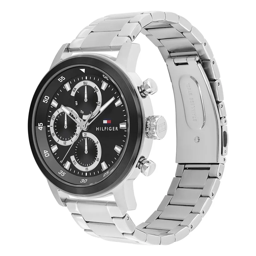 Tommy Hilfiger Rocky 46mm Black Dial, Silver-Tone Stainless Steel Bracelet, view 3