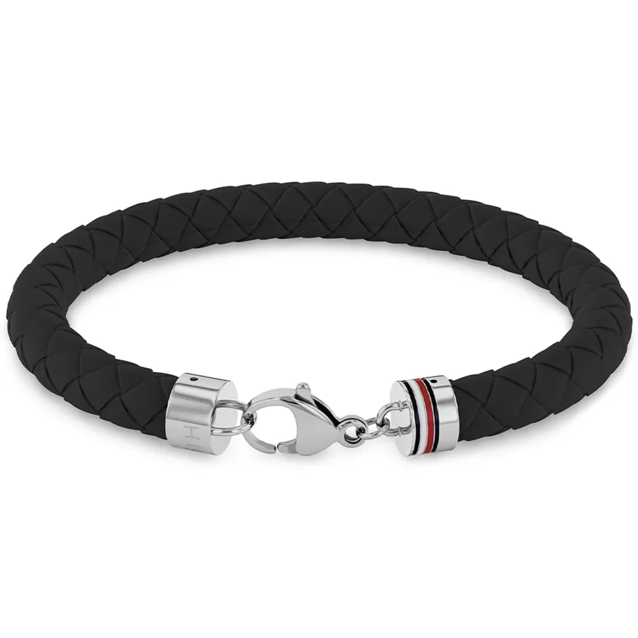 Tommy Hilfiger Silicone Bracelet, Black, front view
