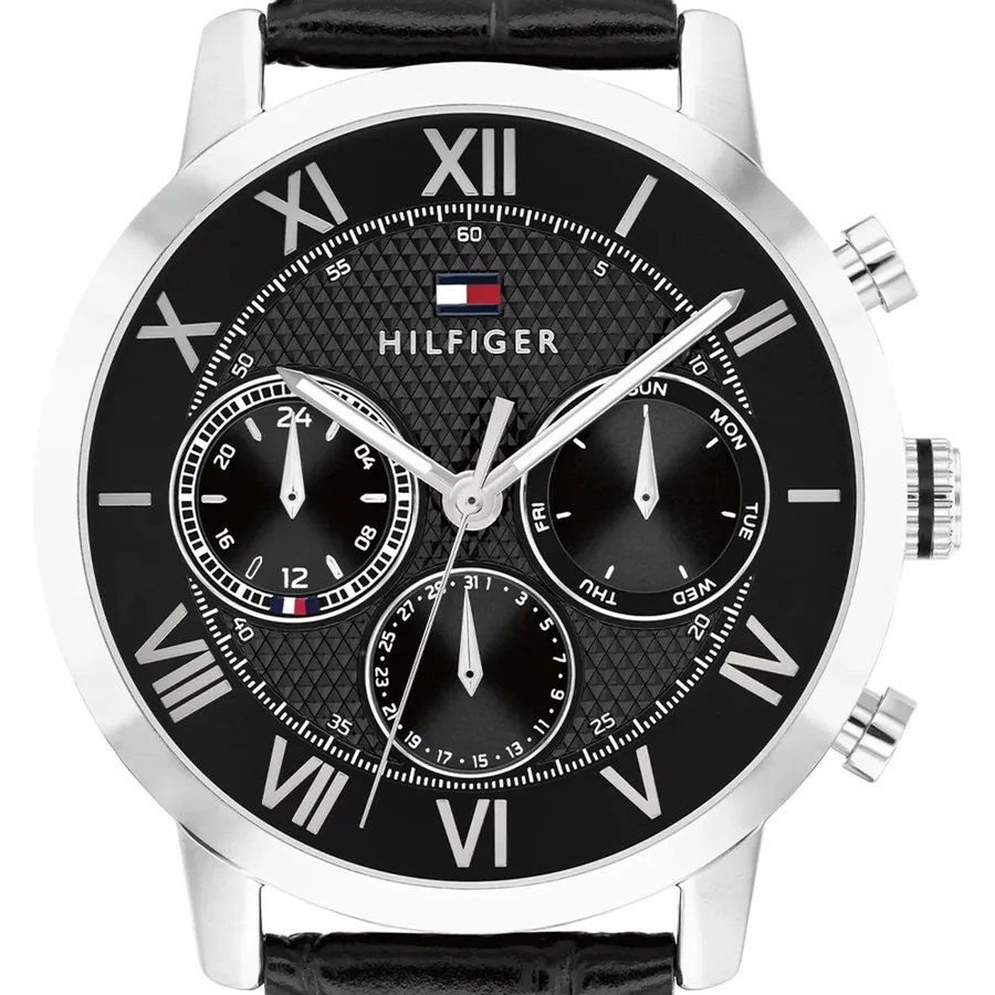Tommy Hilfiger TH Oxford 42mm Black Dial, Black Leather Strap, view 2