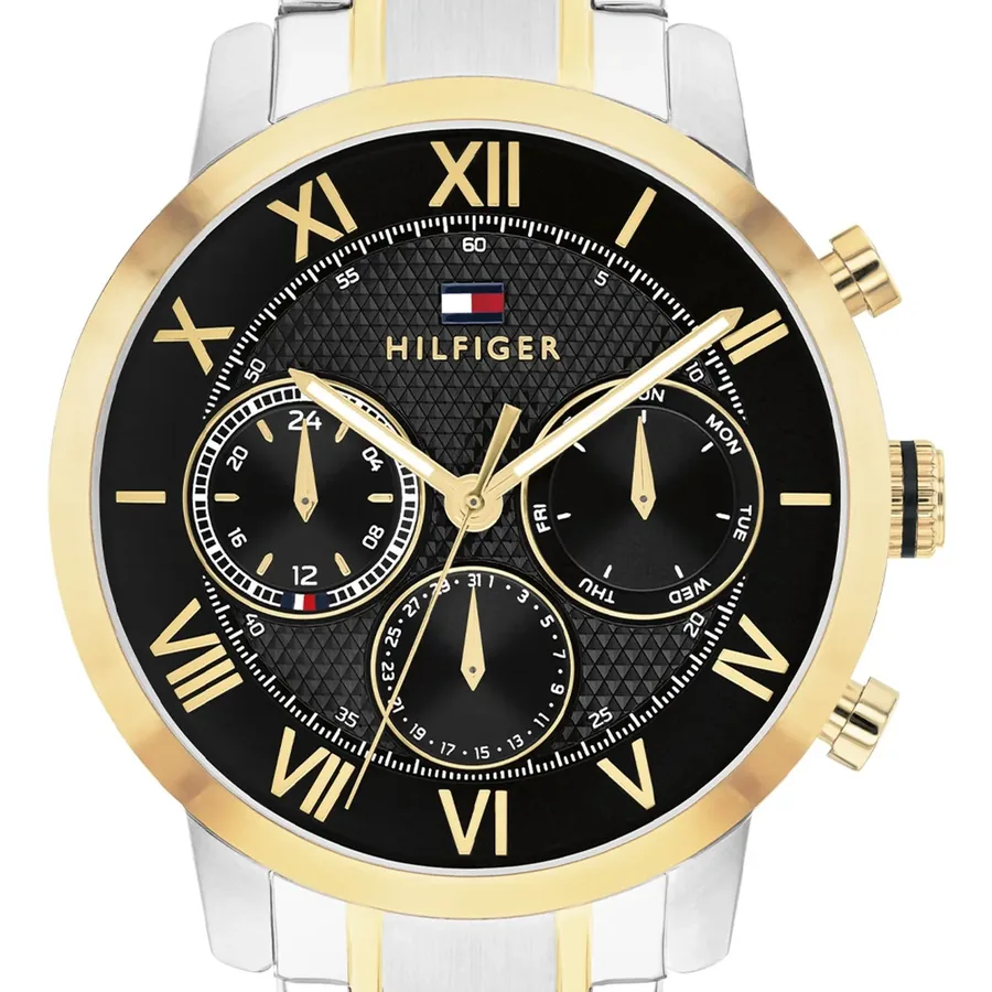 Tommy Hilfiger TH Oxford 42mm Black Dial, Silver and Gold-Tone Stainless Steel Bracelet, view 2