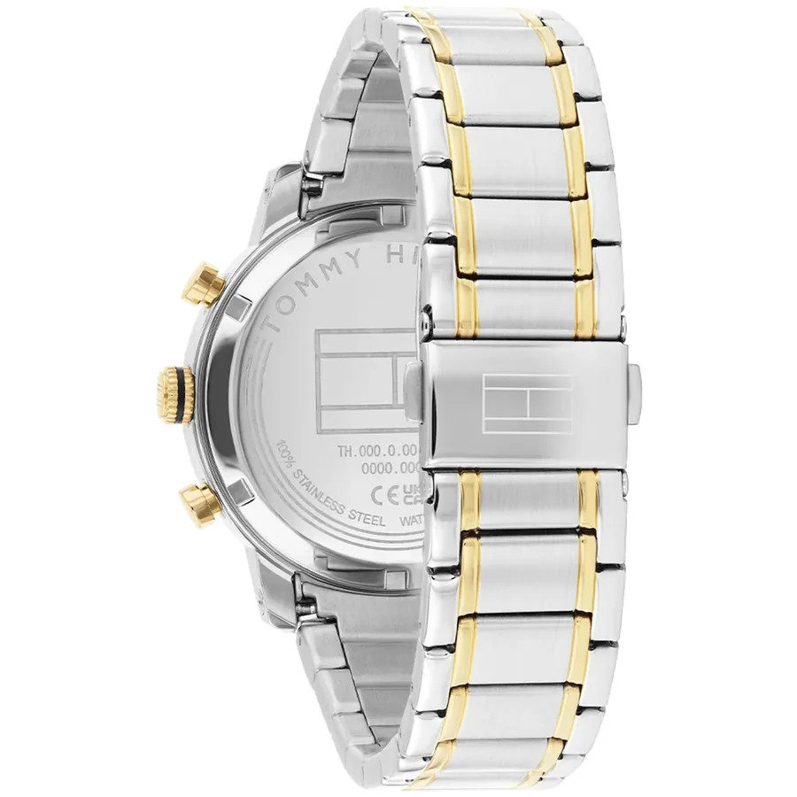 Tommy Hilfiger TH Oxford 42mm Black Dial, Silver and Gold-Tone Stainless Steel Bracelet, view 4