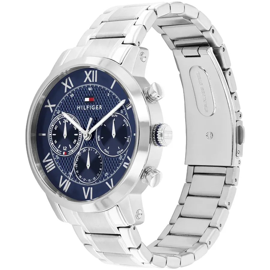 Tommy Hilfiger TH Oxford 42mm Blue Dial, Silver-Tone Stainless Steel Bracelet, view 3