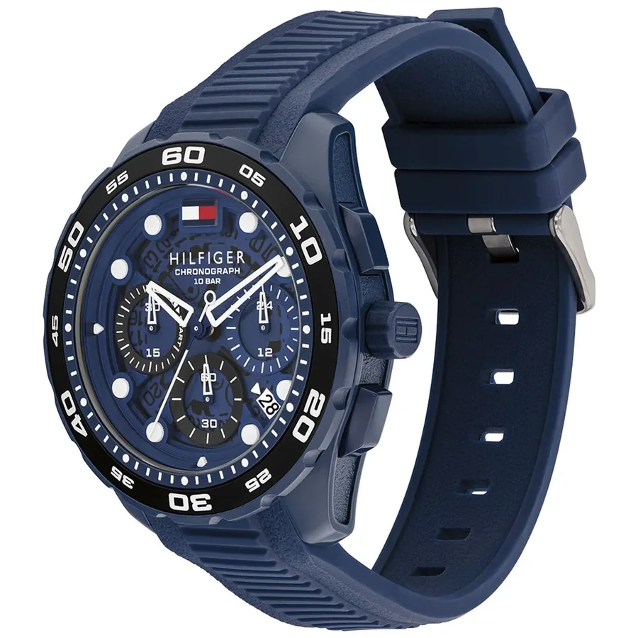 Tommy Hilfiger TH Regatta 44mm Chronograph Blue Dial, Blue Rubber Strap, view 3