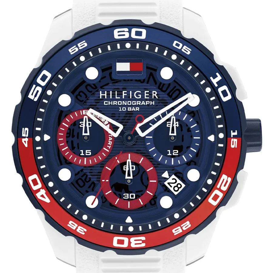 Tommy Hilfiger TH Regatta 44mm Chronograph Blue Dial, White Rubber Strap, view 2