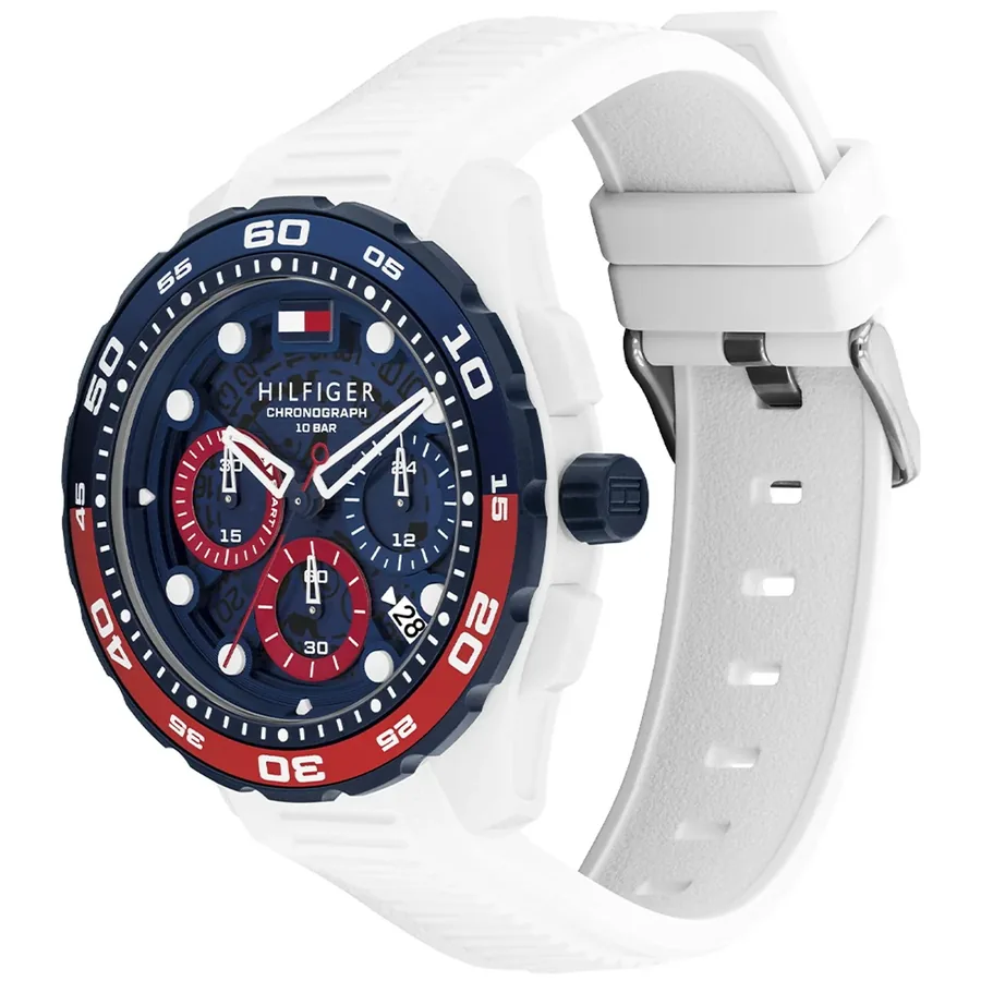 Tommy Hilfiger TH Regatta 44mm Chronograph Blue Dial, White Rubber Strap, view 3