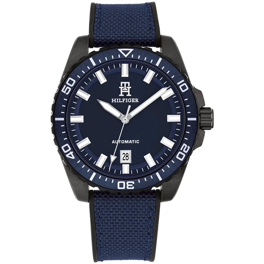 Tommy Hilfiger TH85 Carbon Auto 42mm Blue Dial, front view