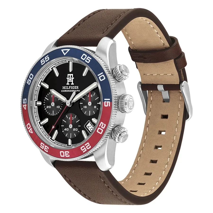 Tommy Hilfiger TH85 Chrono Leather 41mm Black Dial, view 3
