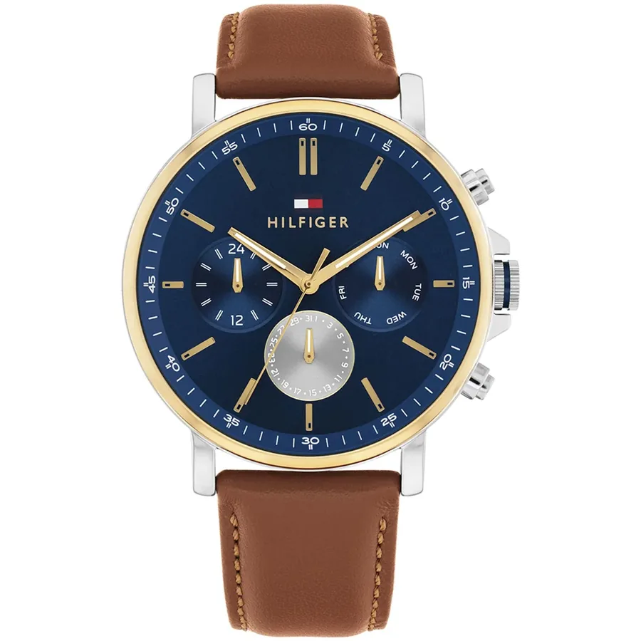 Tommy Hilfiger Tyson 43mm Blue Dial, Brown Leather Strap, Ref. 1710703, front view