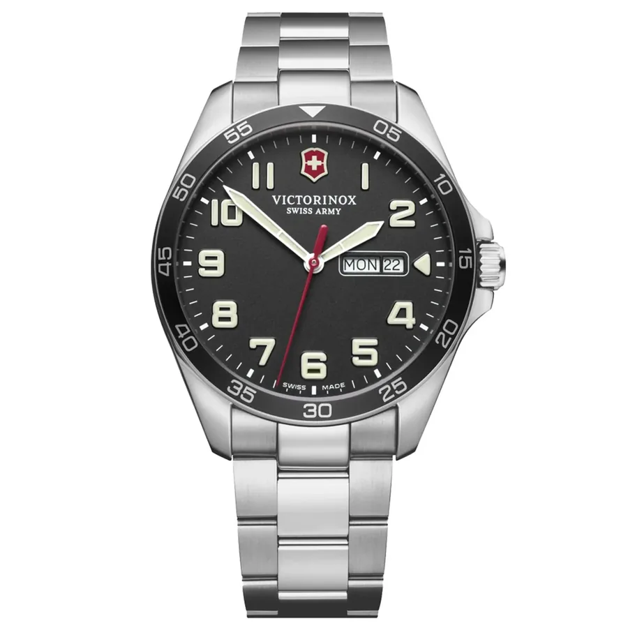 Victorinox Fieldforce 42mm Watch, Silver-Tone Strap, Ref. 241849, front view