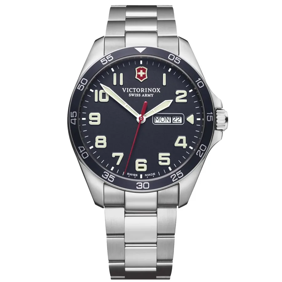 Victorinox Fieldforce 42mm Watch, Silver-Tone Strap, Ref. 241851, front view